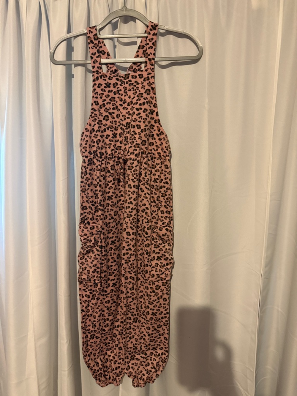 BKE Pink Leopard Print Girls' Romper Jumpsuit